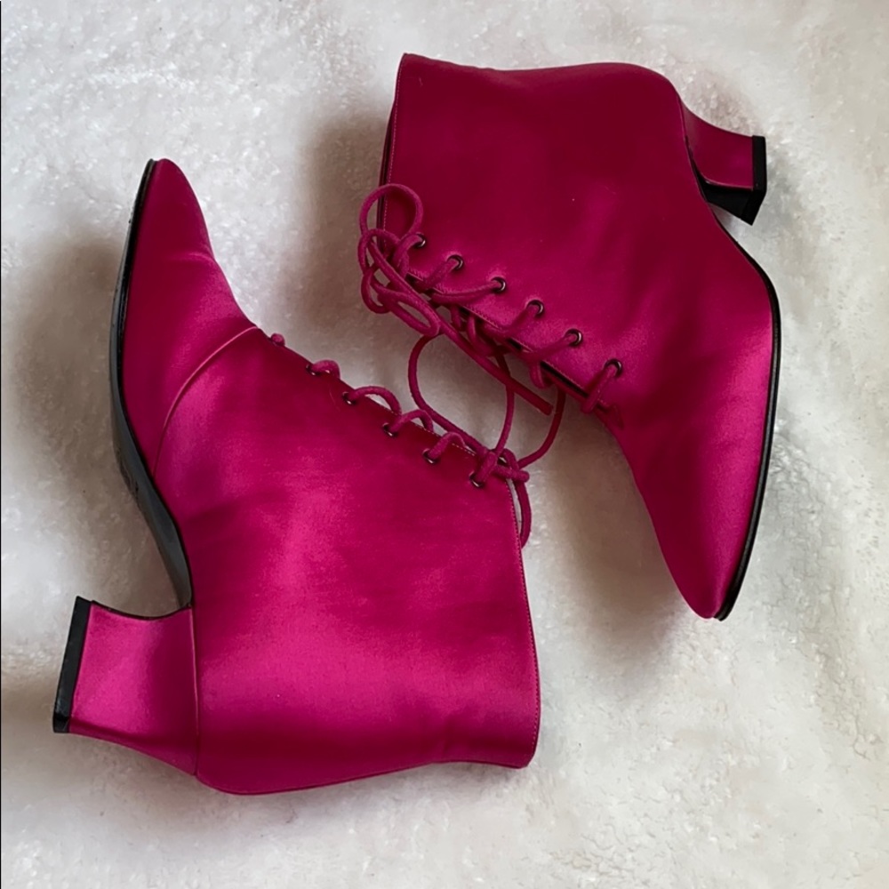 YVES SAINT LAURENT Pink Satin Boots Size 6 - Picture 4 of 17